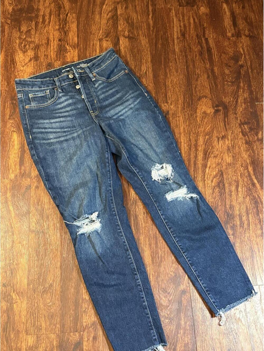 Old Navy O.G. Straight High Rise Distressed Jeans Women’s Size 4 Denim